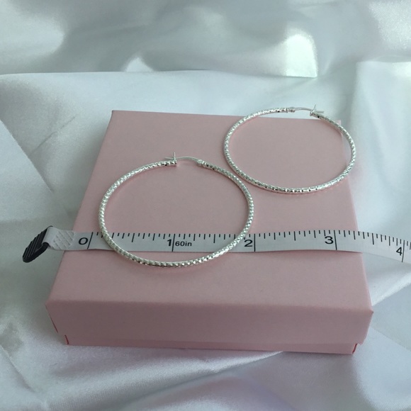 Sterling 50mm Twisted Tube Hoop Earrings - Picture 7 of 13